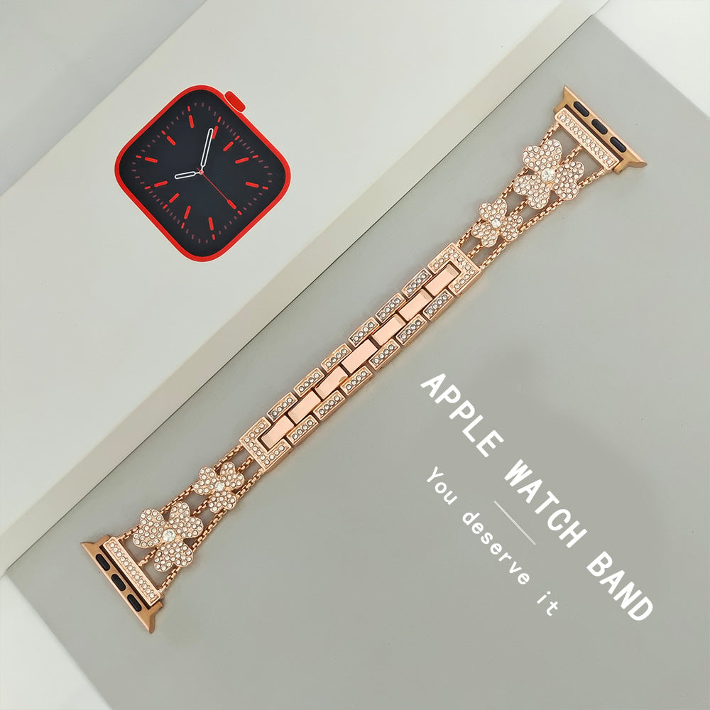 Flower Sparkle Diamond Chain Bracelet for Apple Watch