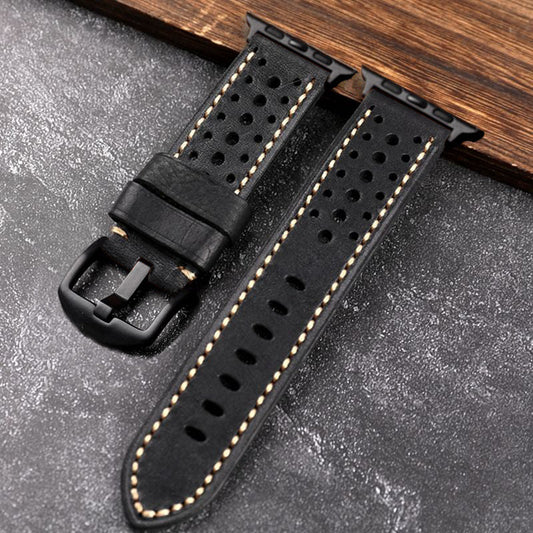 Vintage Racing Leather Band For Apple Watch