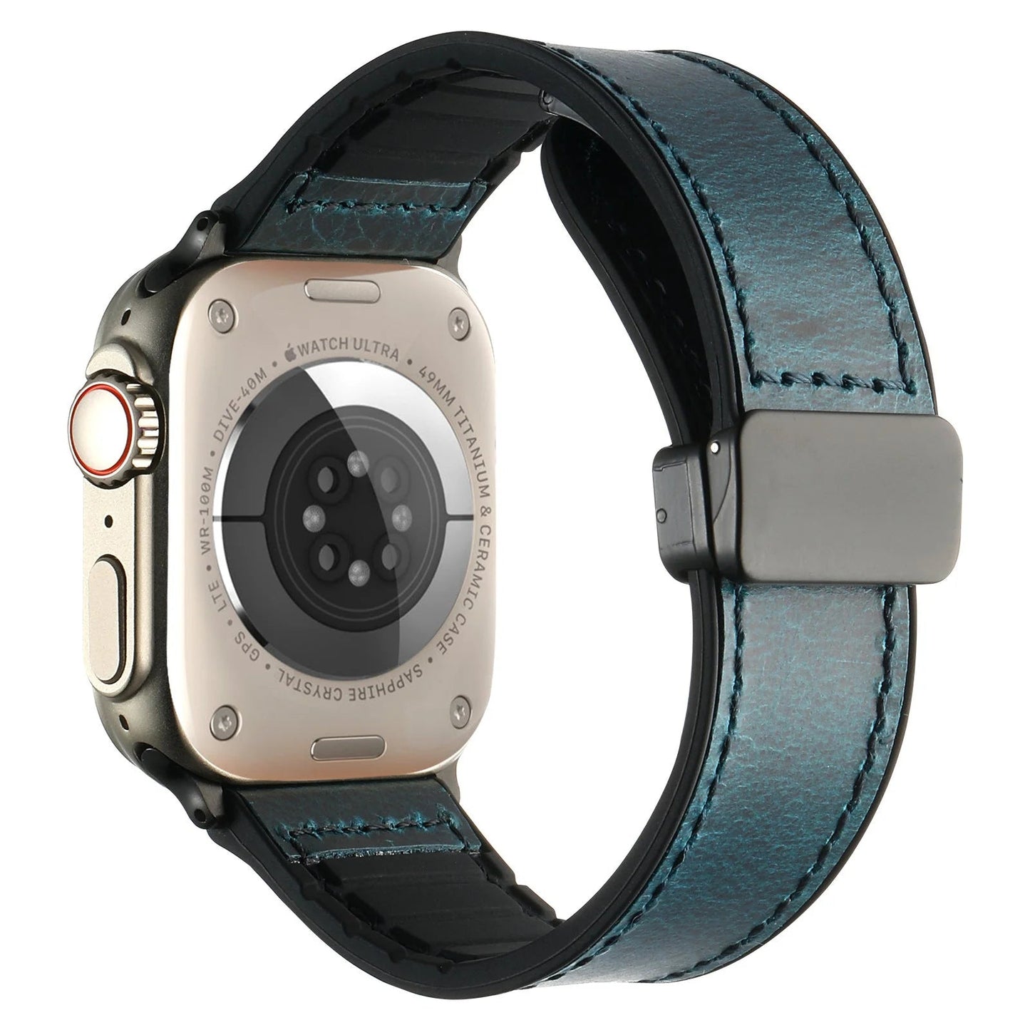 Waxed Leather Magnetic Clasp Strap for Apple Watch Band
