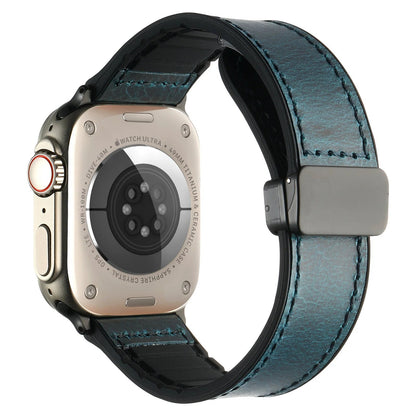 Waxed Leather Magnetic Clasp Strap for Apple Watch Band