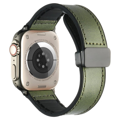 Waxed Leather Magnetic Clasp Strap for Apple Watch Band