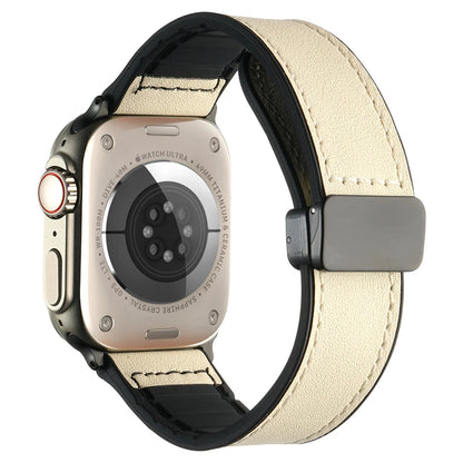 Waxed Leather Magnetic Clasp Strap for Apple Watch Band